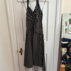 Anthropologie Black and White Wrap Midi Sundress